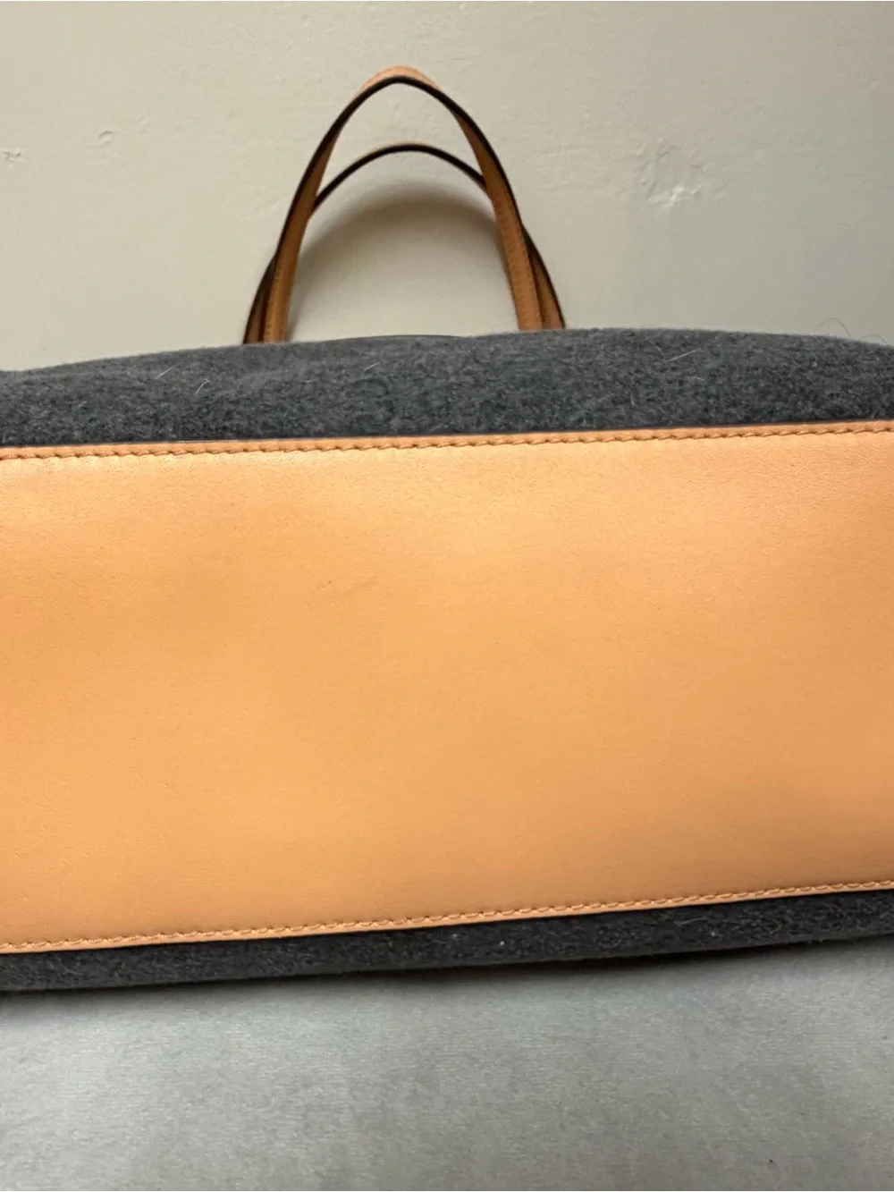 Tory Burch Gray Tote with Tan Leather Trim